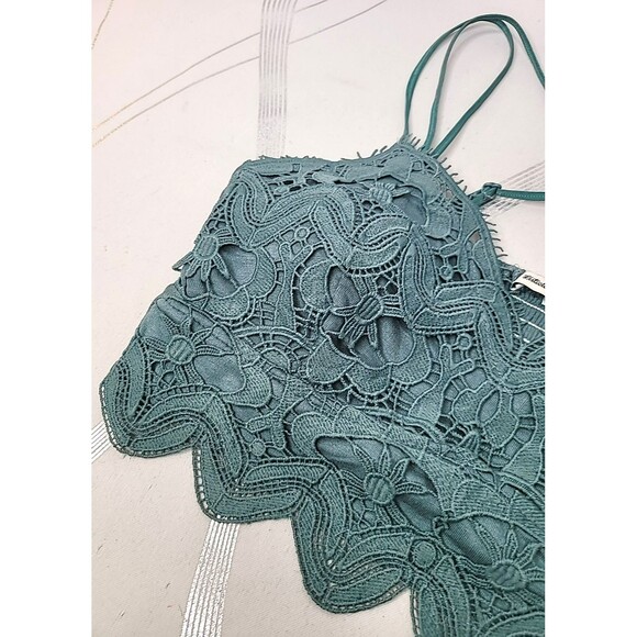 Listicle Womens Size Medium Floral Teal Halter Bralette‎ Padded Boho Festival - Picture 5 of 11